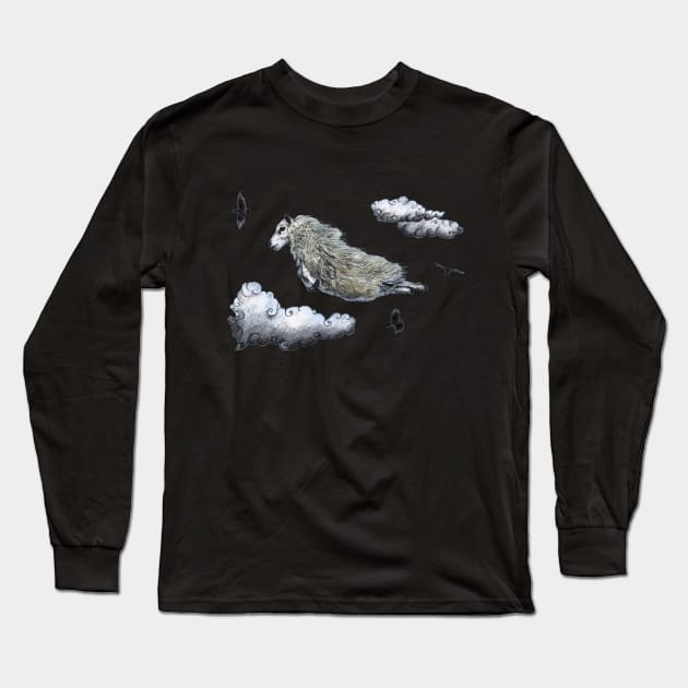 Flying Sheep Long Sleeve T-Shirt by annashell